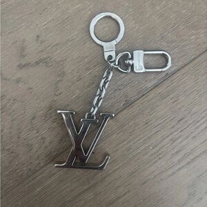 Authentic Louis Vuitton LV Initiales Oversized Keyring Bag Charm Silver